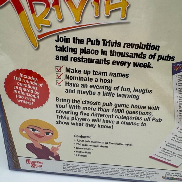 Pub Trivia Board Game University Games NWT shrink wrap present gift fun summer c - Picture 9 of 9